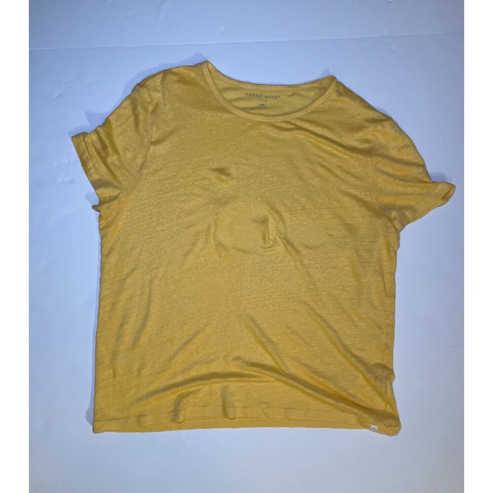 Derek Rose mustard yellow linen scoop neck tee